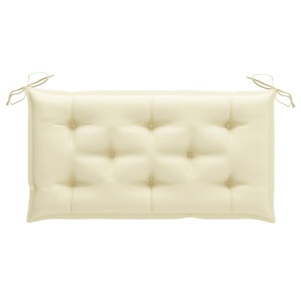 vidaXL Garden Bench with Cream White Cushion 112 cm Solid Teak Wood