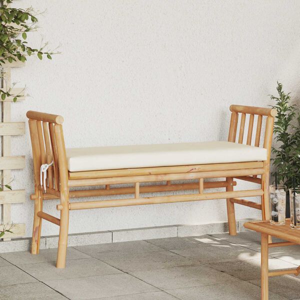 vidaXL Garden Bench with Cushion 110 cm Bamboo