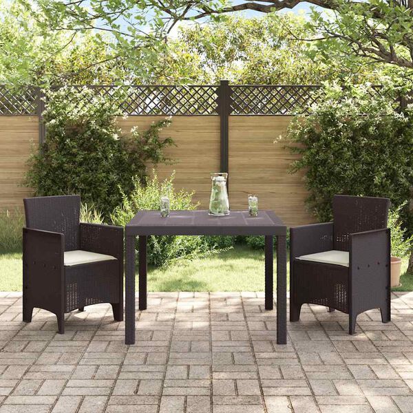vidaXL Garden Dining Set 3 pcs Brown Polt rattan