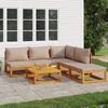 vidaXL 6 Piece Garden Lounge Set with Taupe Cushions Solid Wood