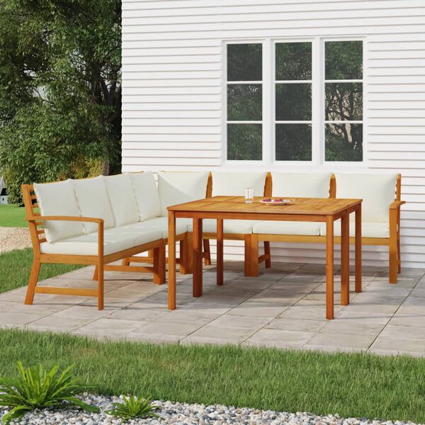 vidaXL 7 Piece Garden Dining Set with Cushions Solid Wood Acacia