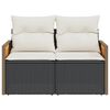 vidaXL Garden Sofa with Cushions 2-Seater Black Poly Rattan