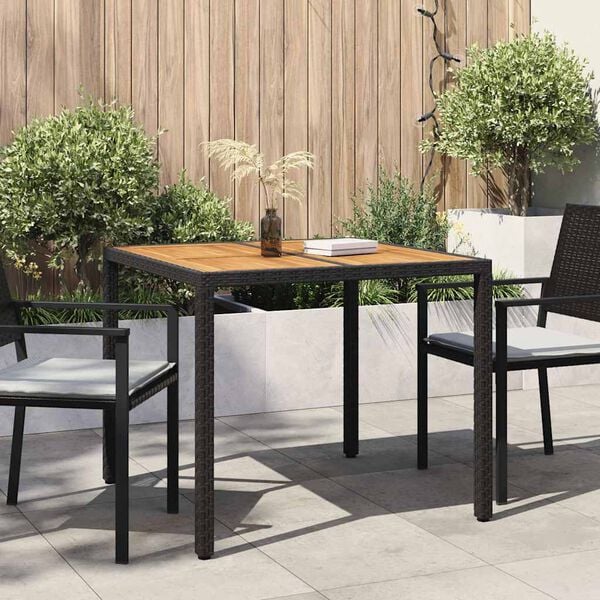 vidaXL Garden Dining Table Black 90 x 90 x 75 cm Poly rattan