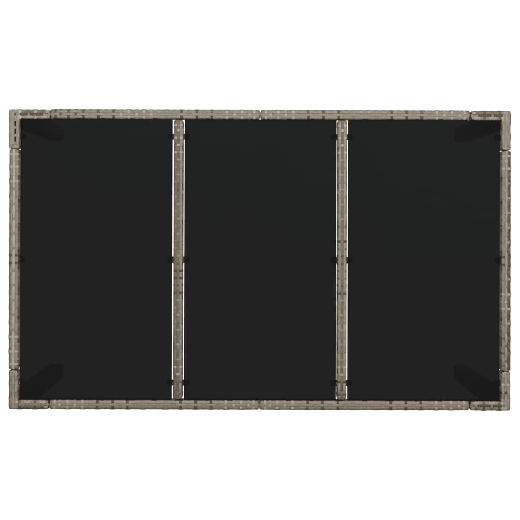 vidaXL Garden Table with Glass Top Grey 150x90x75 cm Poly Rattan