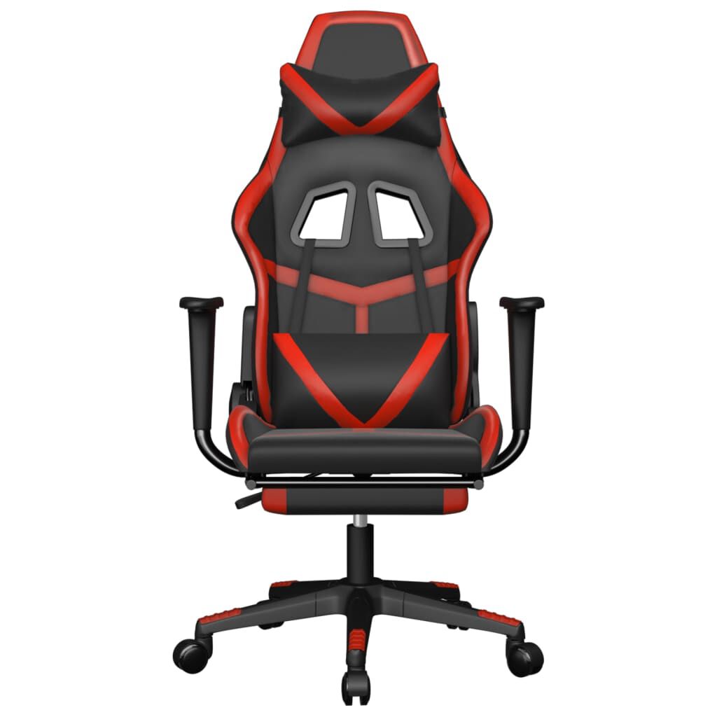 vidaXL Gaming Chair with Footrest Black and Red Faux Leather