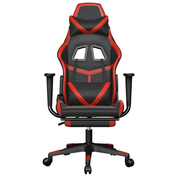 vidaXL Gaming Chair with Footrest Black and Red Faux Leather