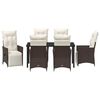 vidaXL Garden Dining Set with Cushion 7 pcs Brown Poly Rattan