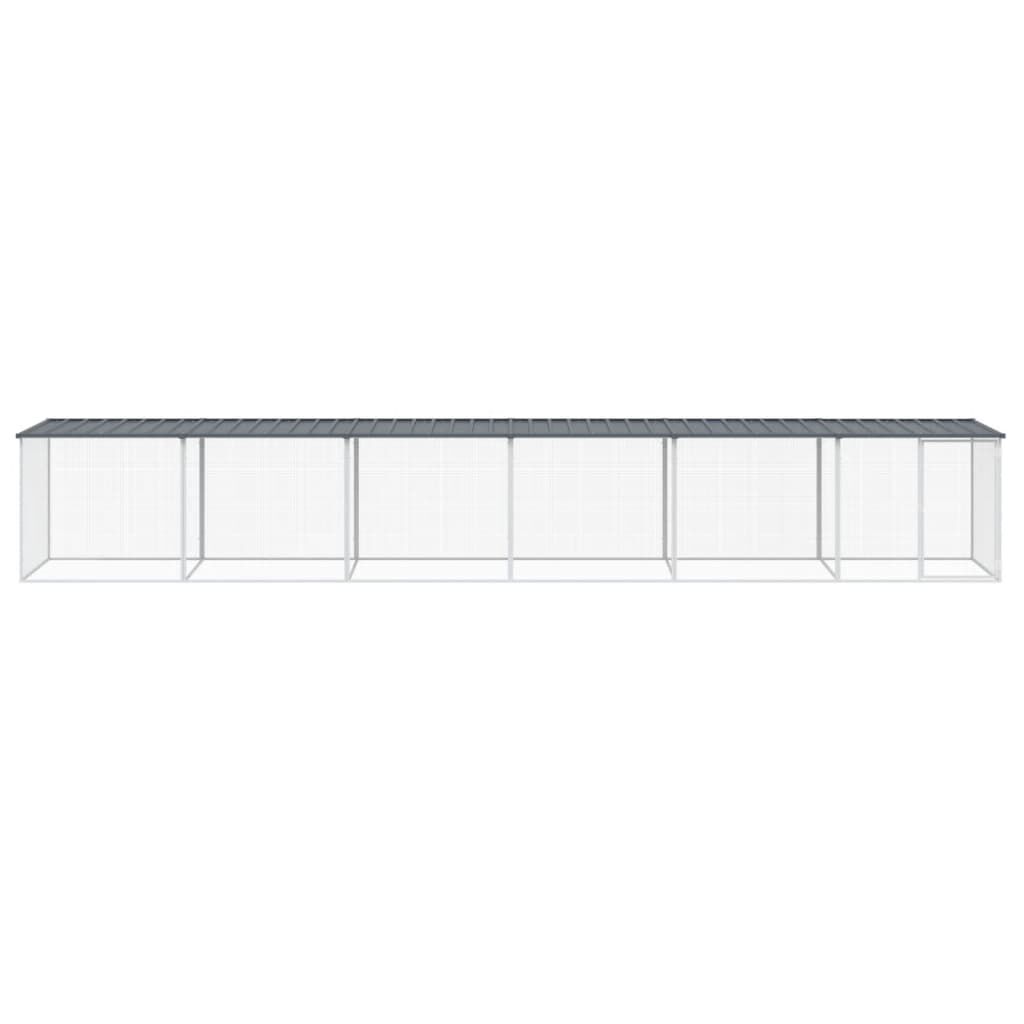 vidaXL Chicken Cage with Roof Anthracite 603x98x90 cm Galvanised Steel