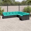 vidaXL 10 Piece Garden Sofa Set with Cushions Black Poly Rattan