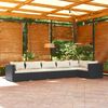 vidaXL 6 Piece Garden Lounge Set with Cushions Poly Rattan Black