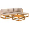 vidaXL 5 Piece Garden Lounge Set with Taupe Cushions Solid Wood