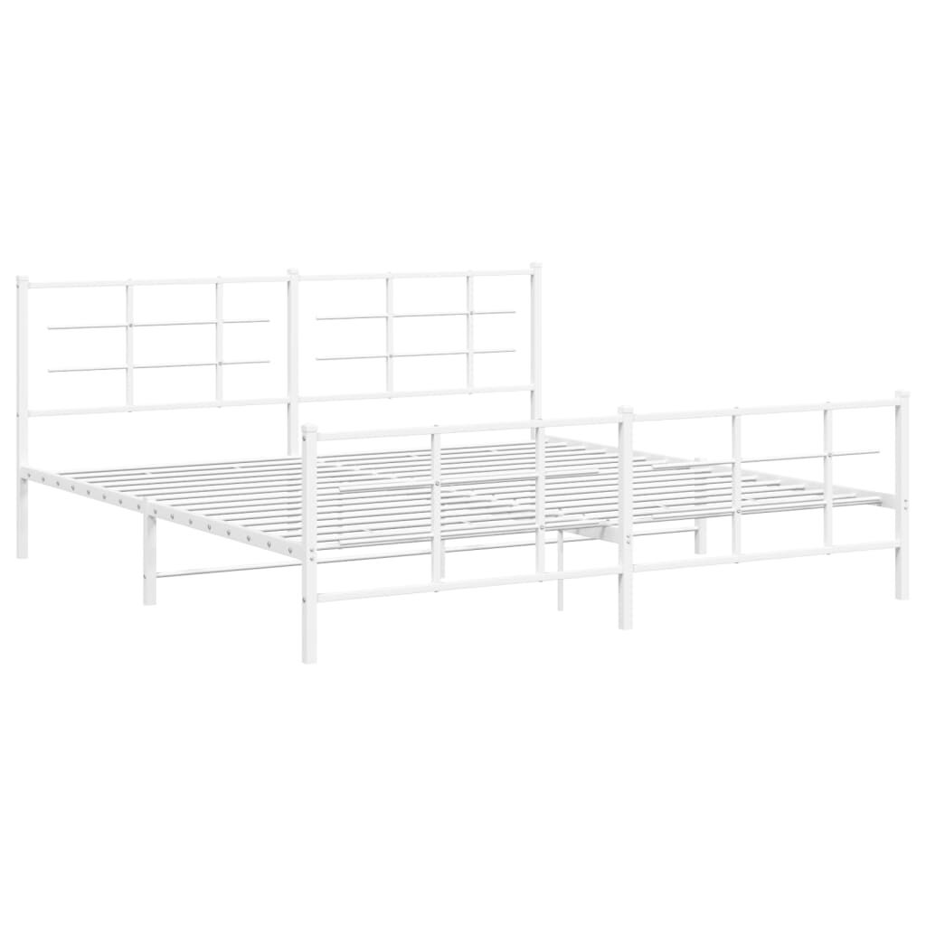 vidaXL Metal Bed Frame without Mattress with Footboard White 193x203cm