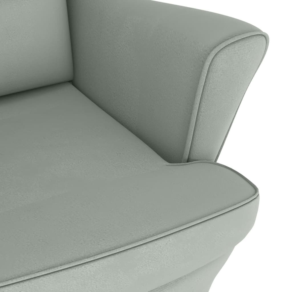 vidaXL Rocking Chair with Solid Wood Rubber Legs Light Grey Velvet
