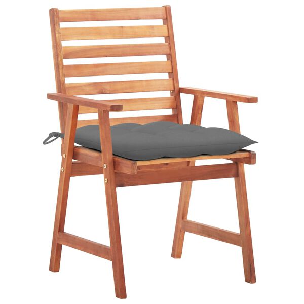 vidaXL Outdoor Dining Chairs 2 pcs with Cushions Solid Acacia Wood