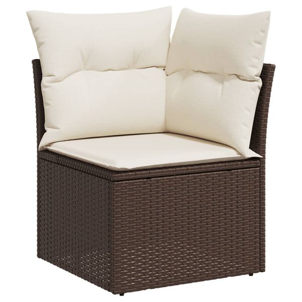 vidaXL 9 Piece Garden Sofa Set with Cushions Brown Poly Rattan
