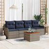 vidaXL Garden Sofa Set with Cushion 5 pcs Grey Poly Rattan