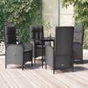 vidaXL 5 Piece Garden Dining Set with Cushions Black Poly Rattan