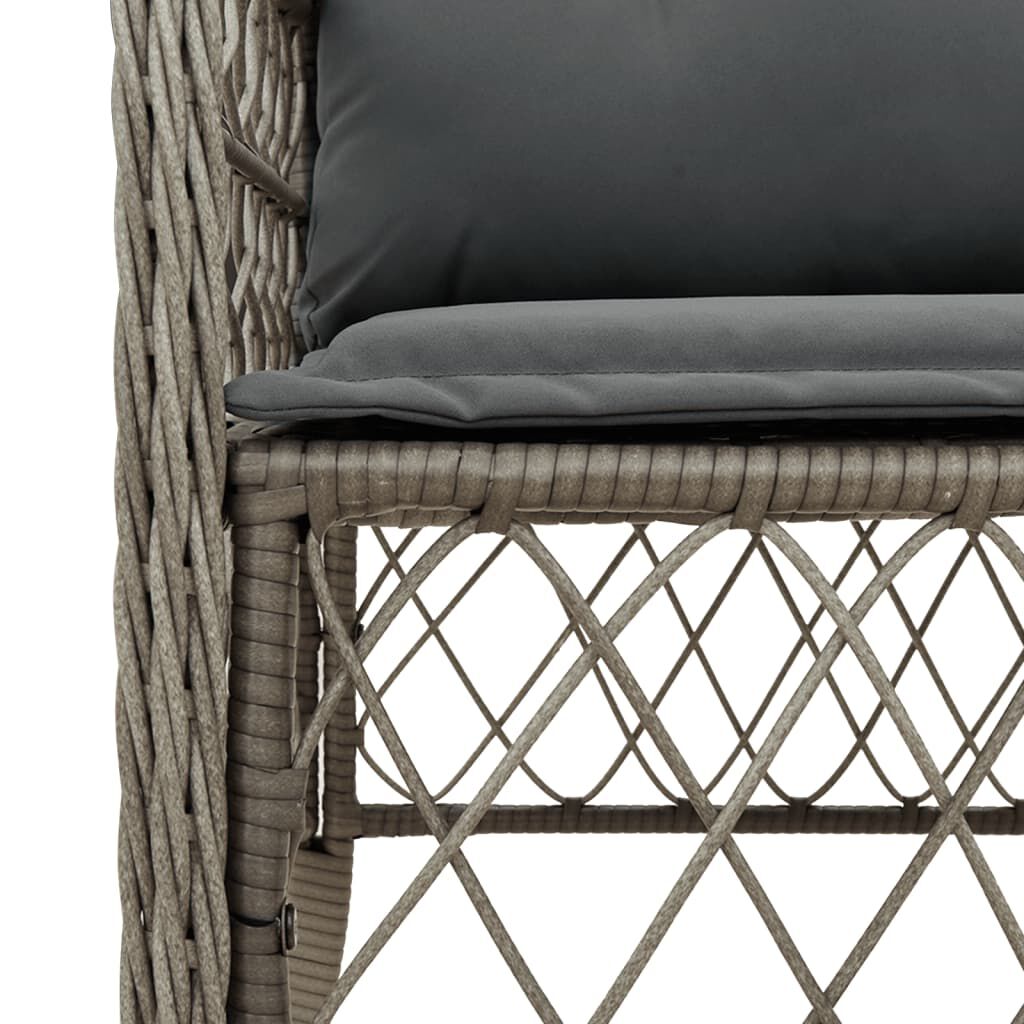 vidaXL 3 Piece Bistro Set with Cushions Grey Poly Rattan