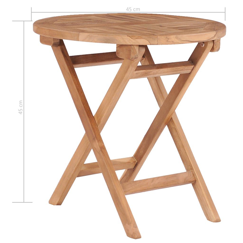 vidaXL Folding Garden Table 45 cm Solid Teak Wood