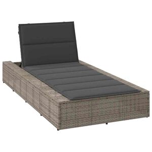 vidaXL Sunbed with Floating Cushion Grey Poly Rattan