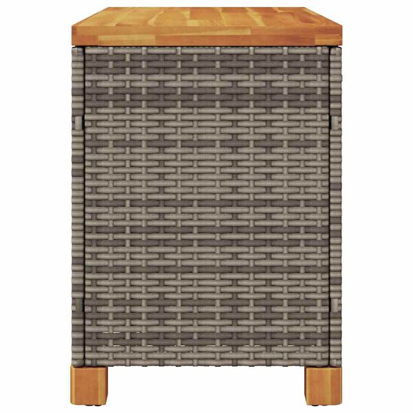 vidaXL Garden Storage Box Grey 80x40x48 cm Poly Rattan Acacia Wood