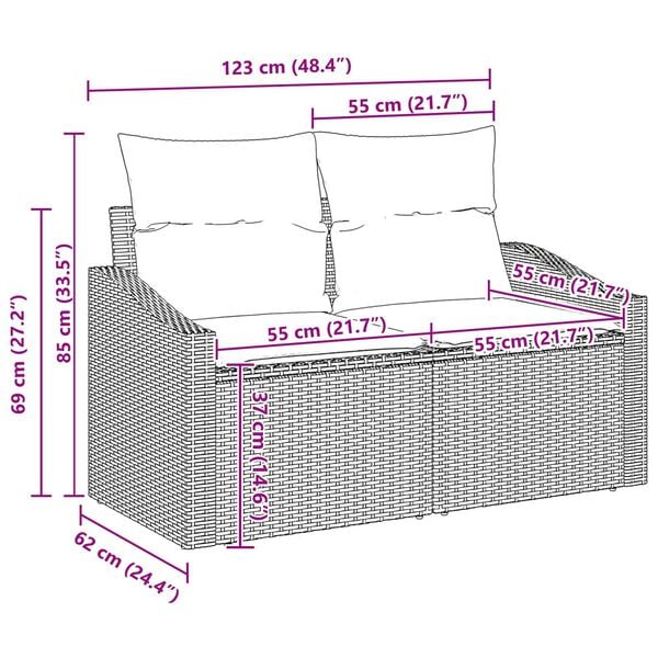 vidaXL 7 Piece Garden Sofa Set with Cushions Beige Poly Rattan