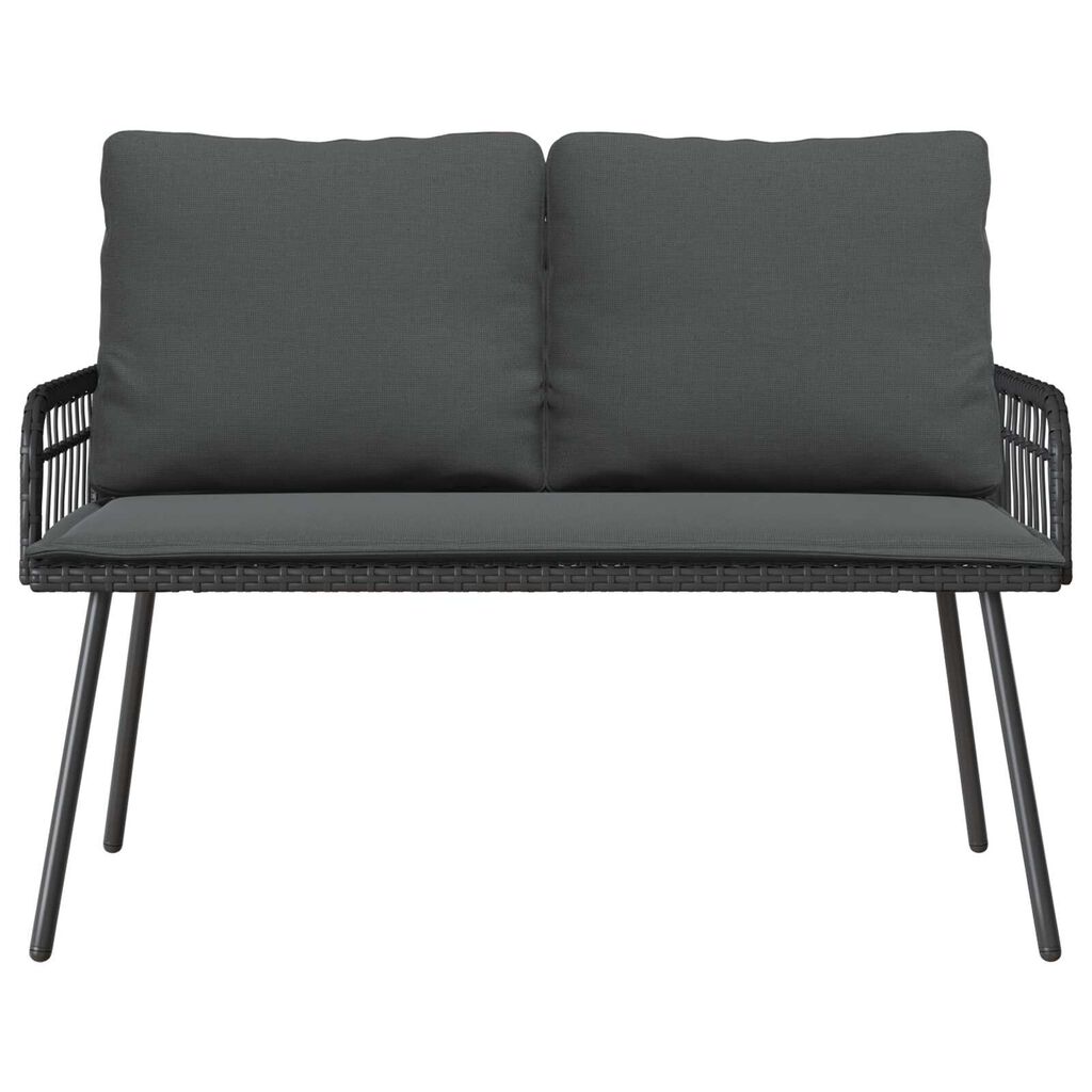 vidaXL 2 Piece Garden Dining Set with Cushions Black Poly Rattan