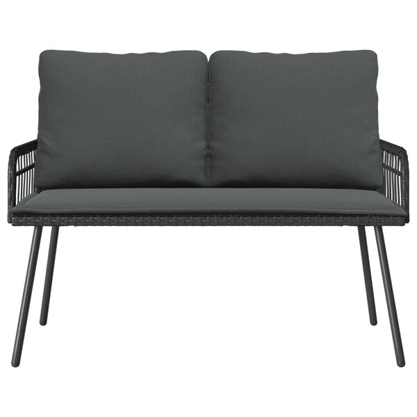 vidaXL 2 Piece Garden Dining Set with Cushions Black Poly Rattan