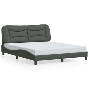 vidaXL Bed Frame without Mattress "Hvar" Dark Grey 152x203 cm Queen Fabric