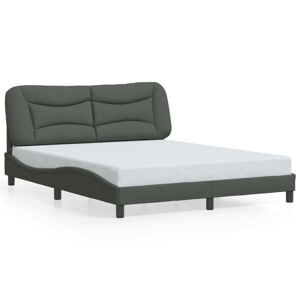 vidaXL Bed Frame without Mattress "Hvar" Dark Grey 152x203 cm Queen Fabric