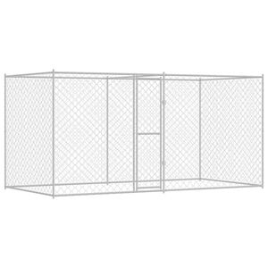 vidaXL Dog Cage Silver 400 x 200 x 256 cm Galvanised Steel