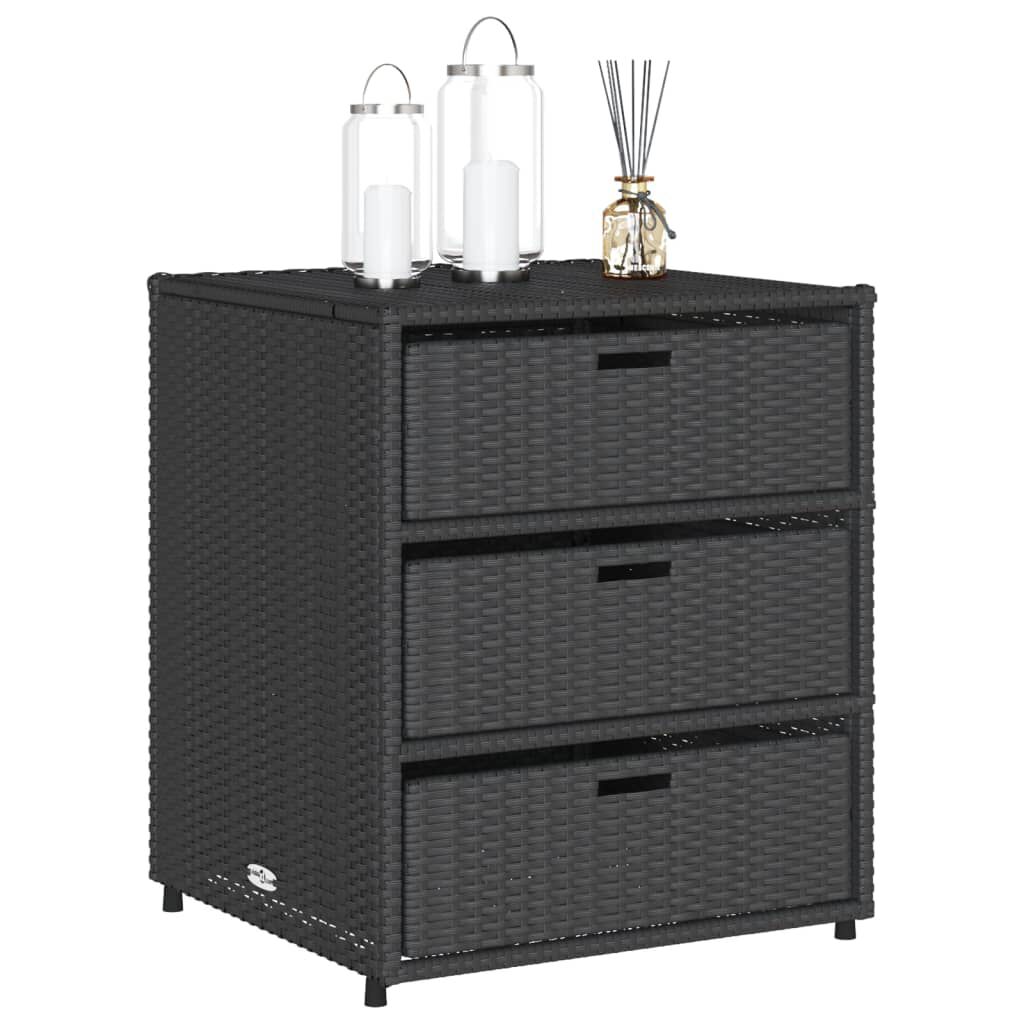 vidaXL Garden Storage Cabinet Black 55x59x69 cm Poly Rattan