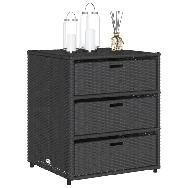 vidaXL Garden Storage Cabinet Black 55x59x69 cm Poly Rattan