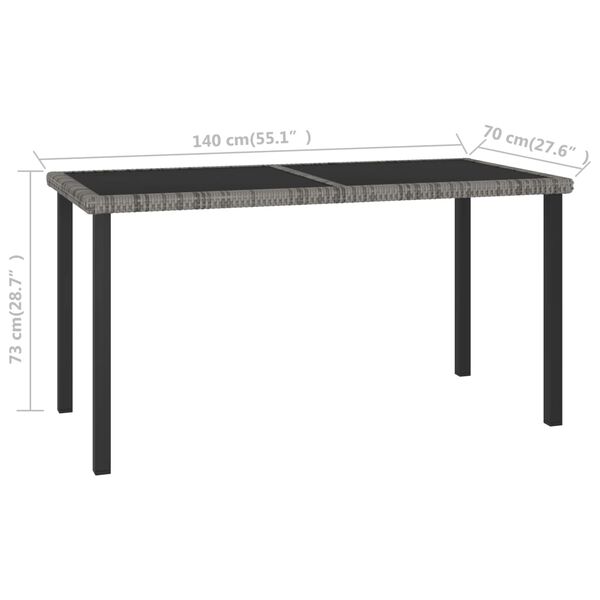 vidaXL Garden Dining Table Grey 140x70x73 cm Poly Rattan
