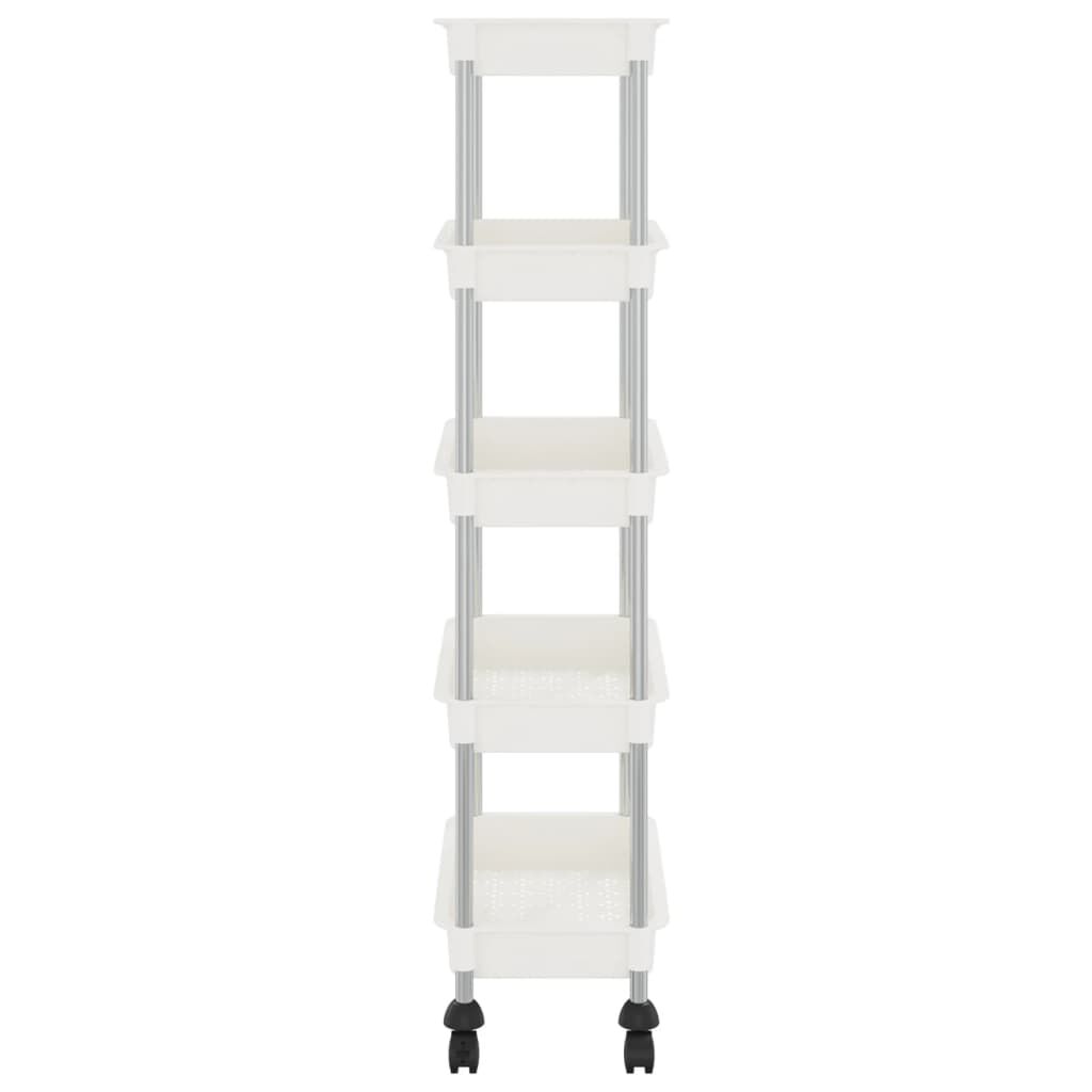 vidaXL 5-Tier Kitchen Trolley White 42x29x128 cm Iron and ABS