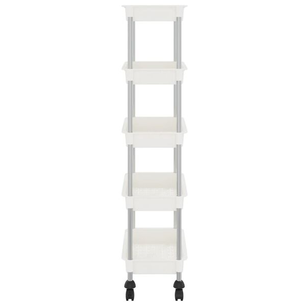 vidaXL 5-Tier Kitchen Trolley White 42x29x128 cm Iron and ABS