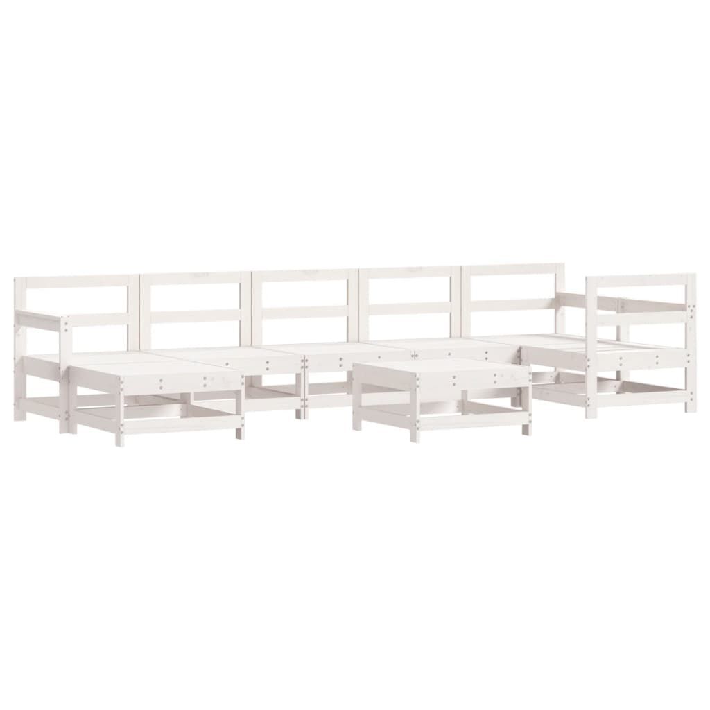 vidaXL 8 Piece Garden Lounge Set with Cushions White Solid Wood