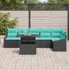 vidaXL Garden Sofa Set with Cushion 7 pcs Black and Turquoise