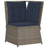vidaXL Garden Sofa Corner with Cushions Grey Poly Rattan