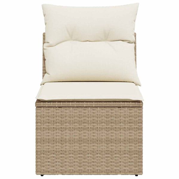 vidaXL Garden Sofa Armless with Cushions Beige Poly Rattan