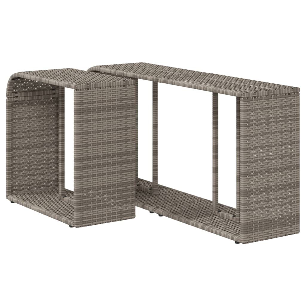 vidaXL Storage Shelves 2 pcs Grey Poly Rattan