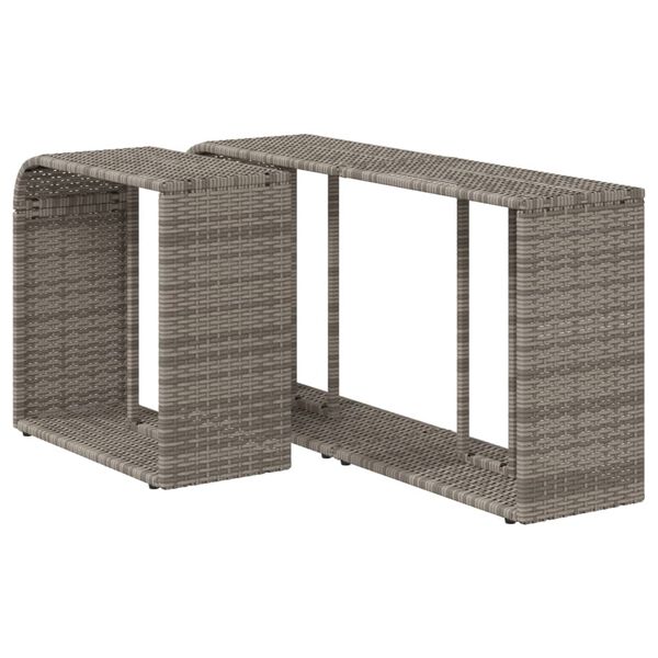 vidaXL Storage Shelves 2 pcs Grey Poly Rattan