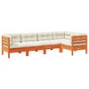 vidaXL 5 Piece Garden Sofa Set with Cushions Wax Brown Solid Wood Pine