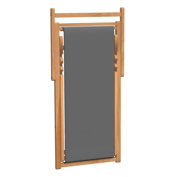vidaXL Folding Beach Chair Solid Teak Wood Grey