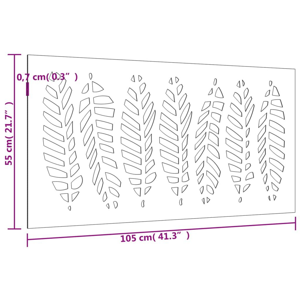 vidaXL Garden Wall Decoration 105x55 cm Corten Steel Leaf Design