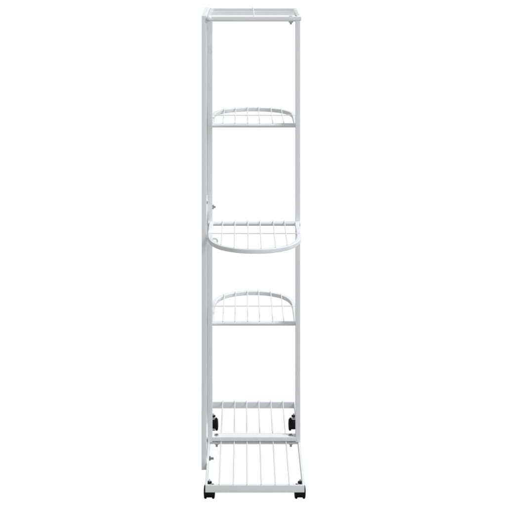 vidaXL 5-Floor Flower Stand with Wheels 44x23x100 cm White Iron