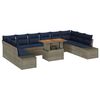 vidaXL Garden Dining Set with Cushion 11 pcs Grey and Navy