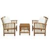 vidaXL 3 Piece Garden Lounge Set with Cushions Solid Acacia Wood