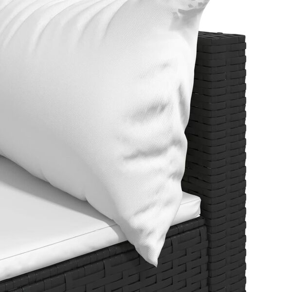vidaXL Garden Corner Sofa with Cushions Black Poly Rattan