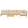vidaXL Sofa Set with Cushion Plain 5 pcs Beige Solid Acacia Wood